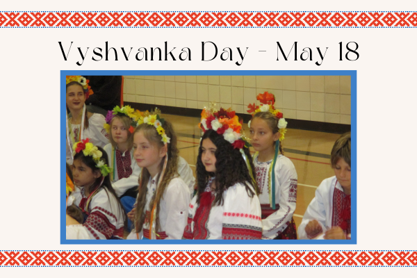 students wearing traditional Ukrainian clothing